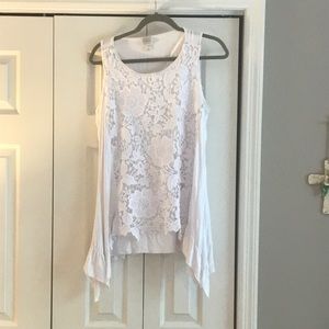 White sleeveless top